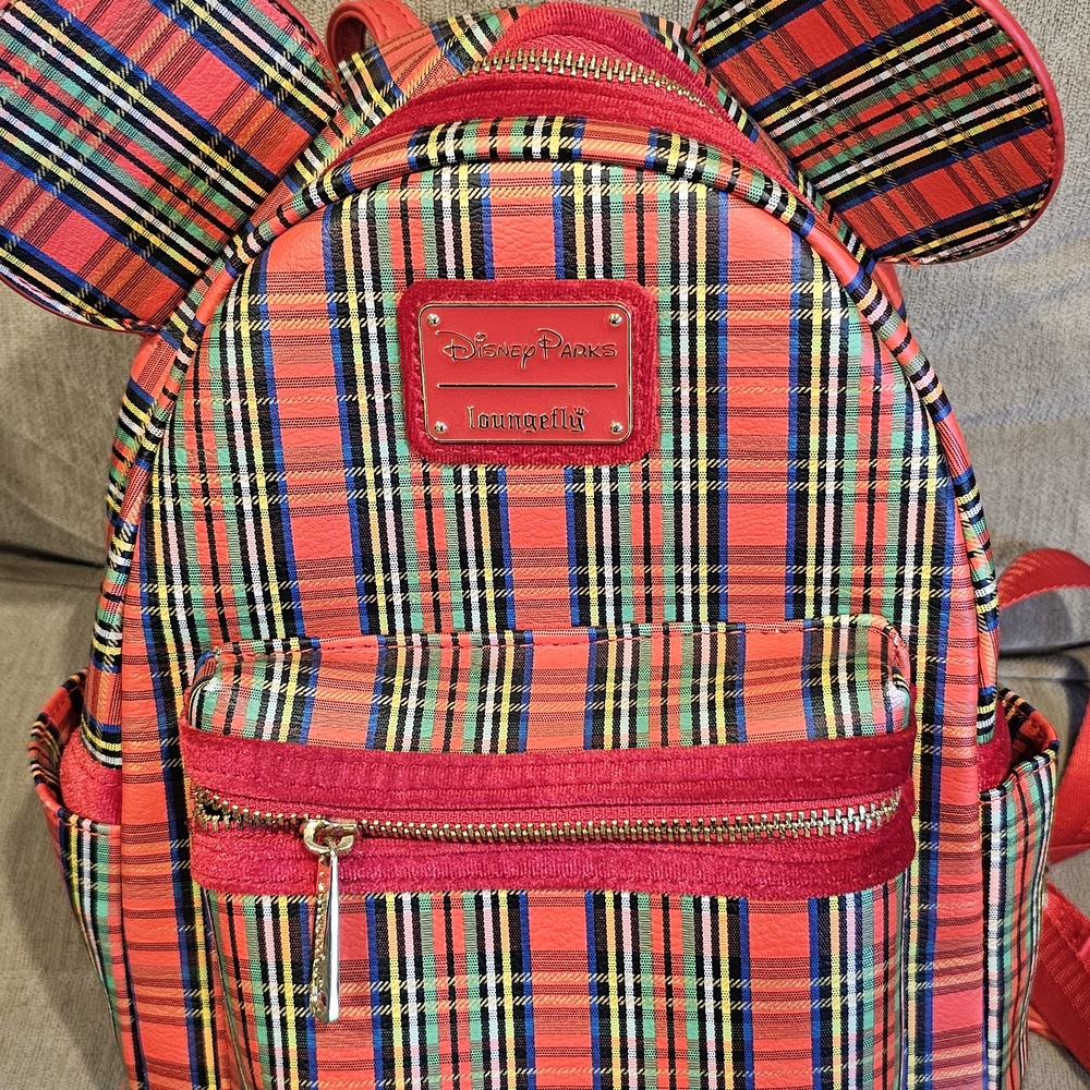 Disney Parks Loungefly red and green stripe mini backpack